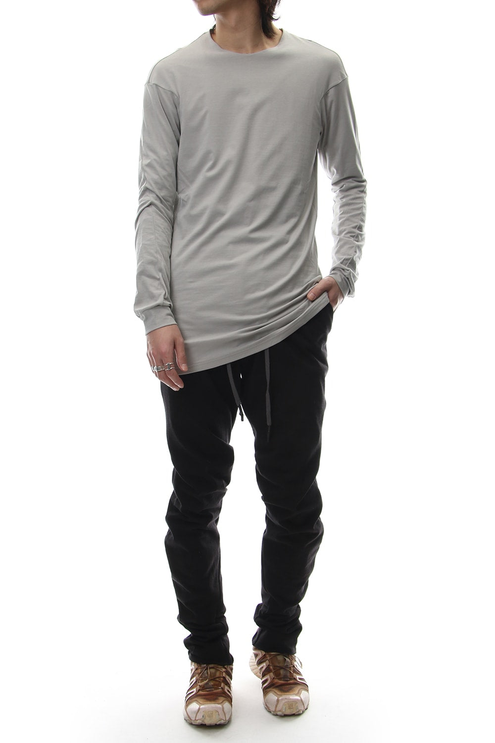 Long sleeve cotton stretch jersey - Plaster