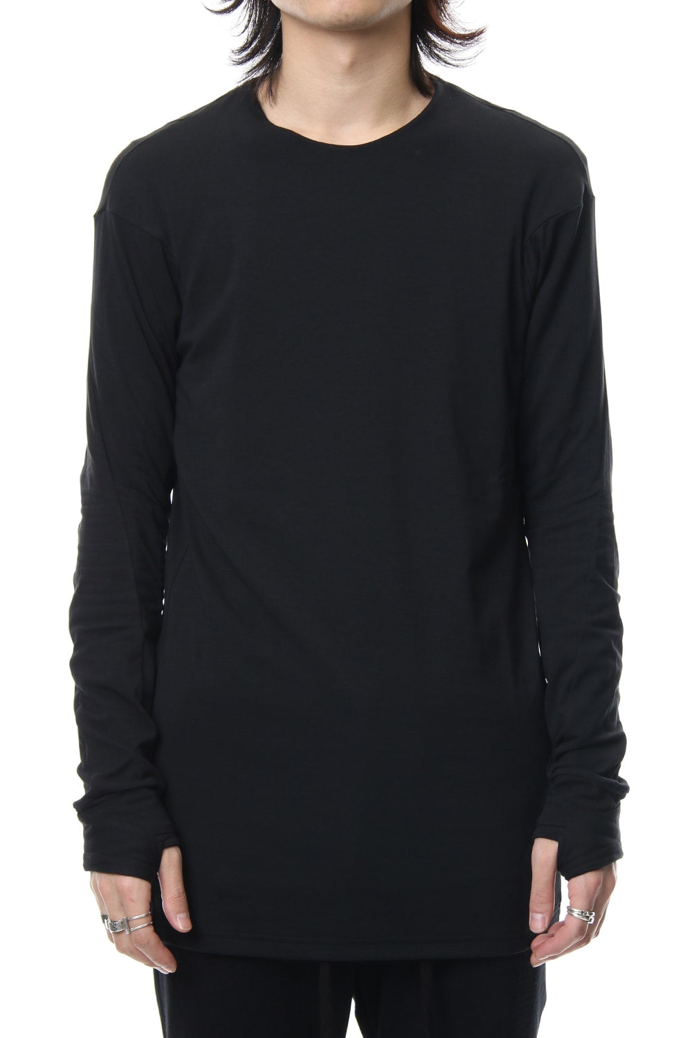 Long sleeve cotton stretch jersey - Black