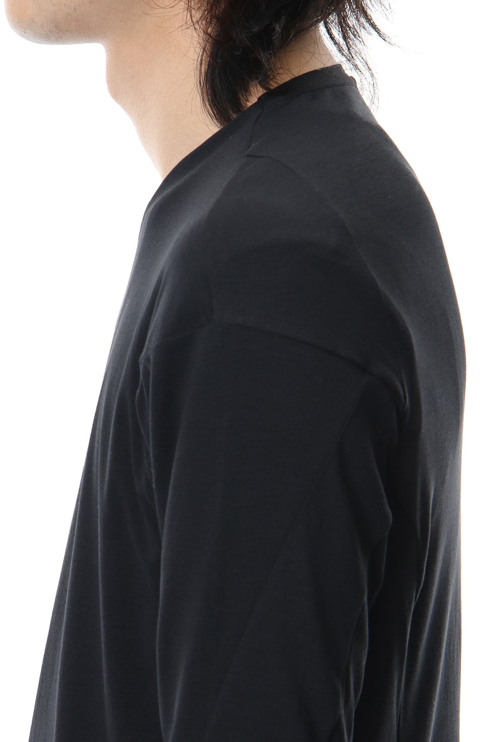 Long sleeve cotton stretch jersey - Black