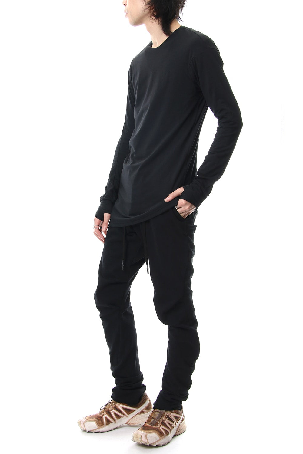 Long sleeve cotton stretch jersey - Black