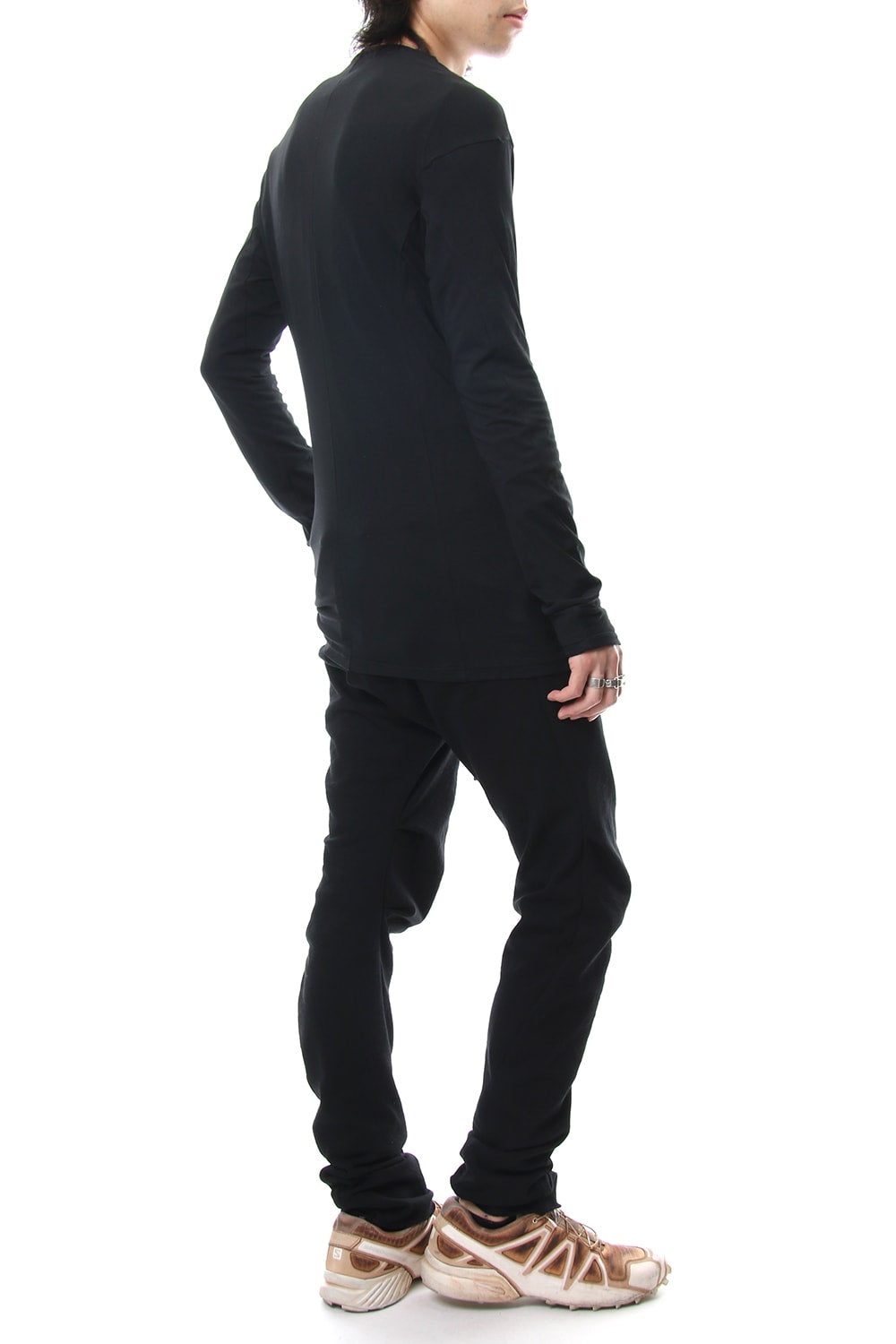 Long sleeve cotton stretch jersey - Black