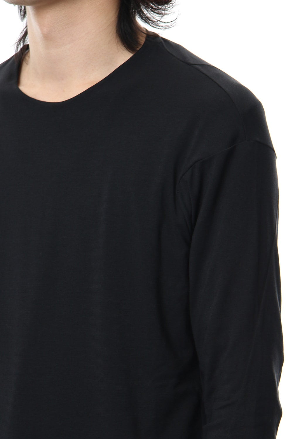 Long sleeve cotton stretch jersey - Black