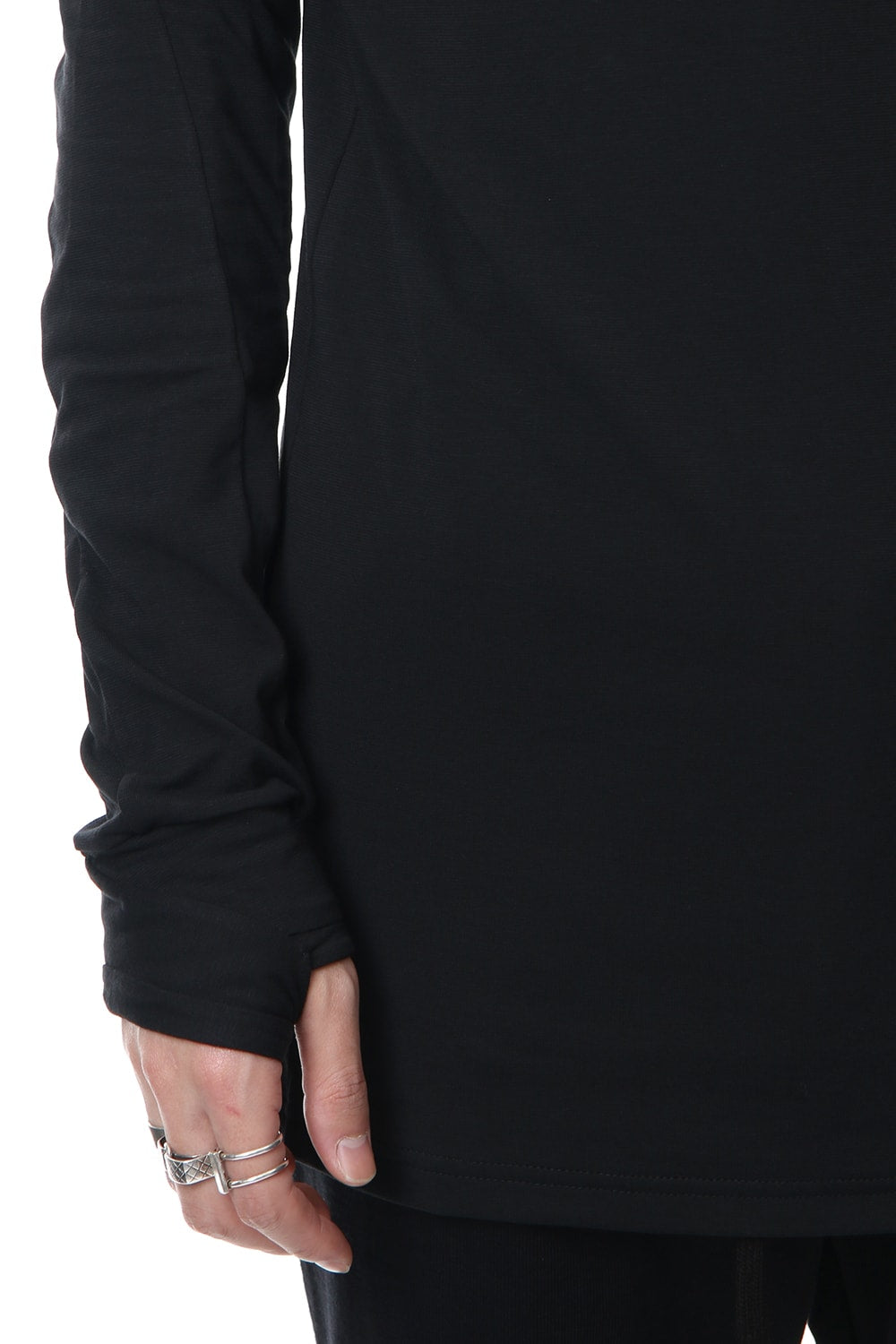 Long sleeve cotton stretch jersey - Black