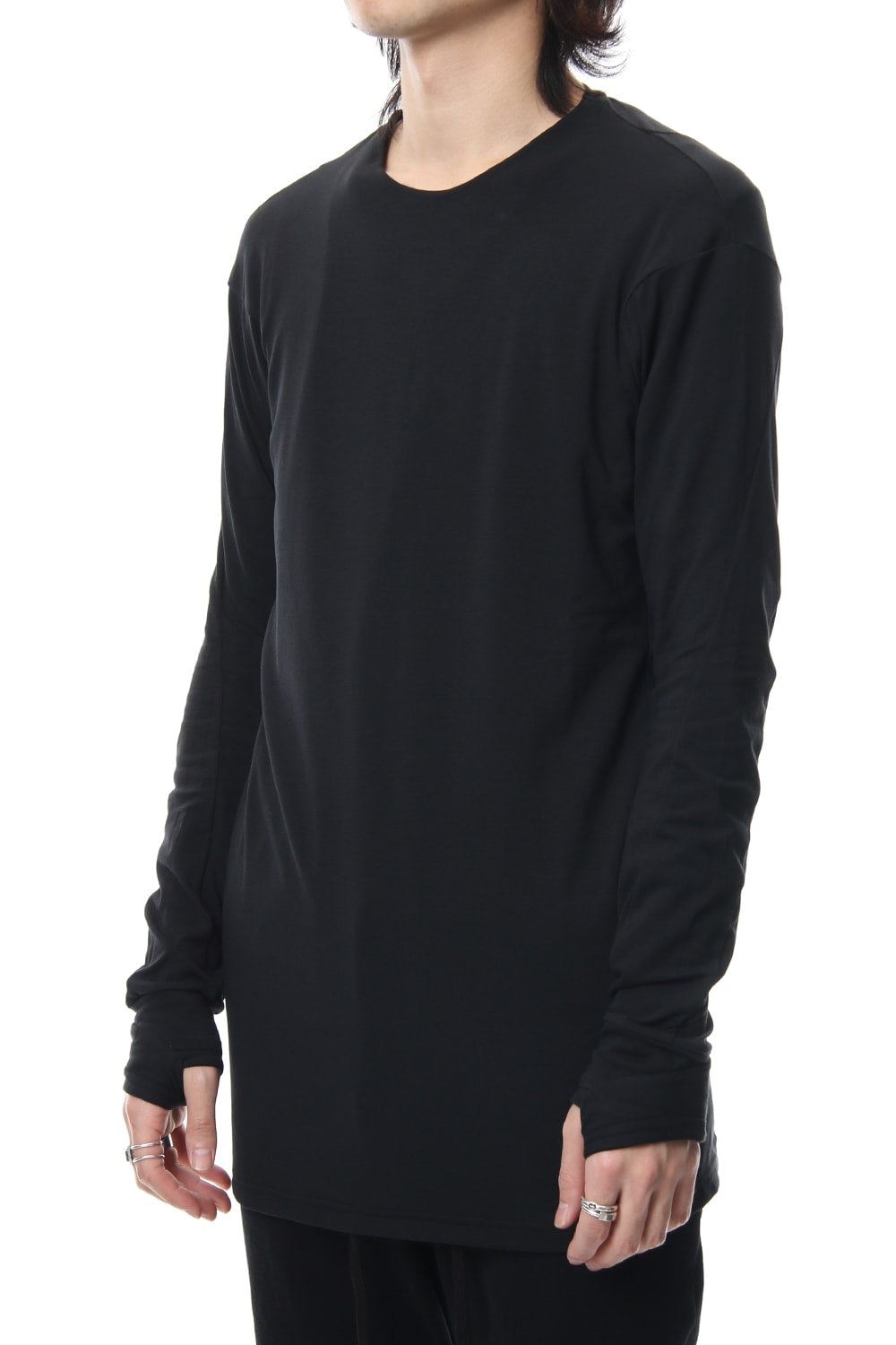 Long sleeve cotton stretch jersey - Black