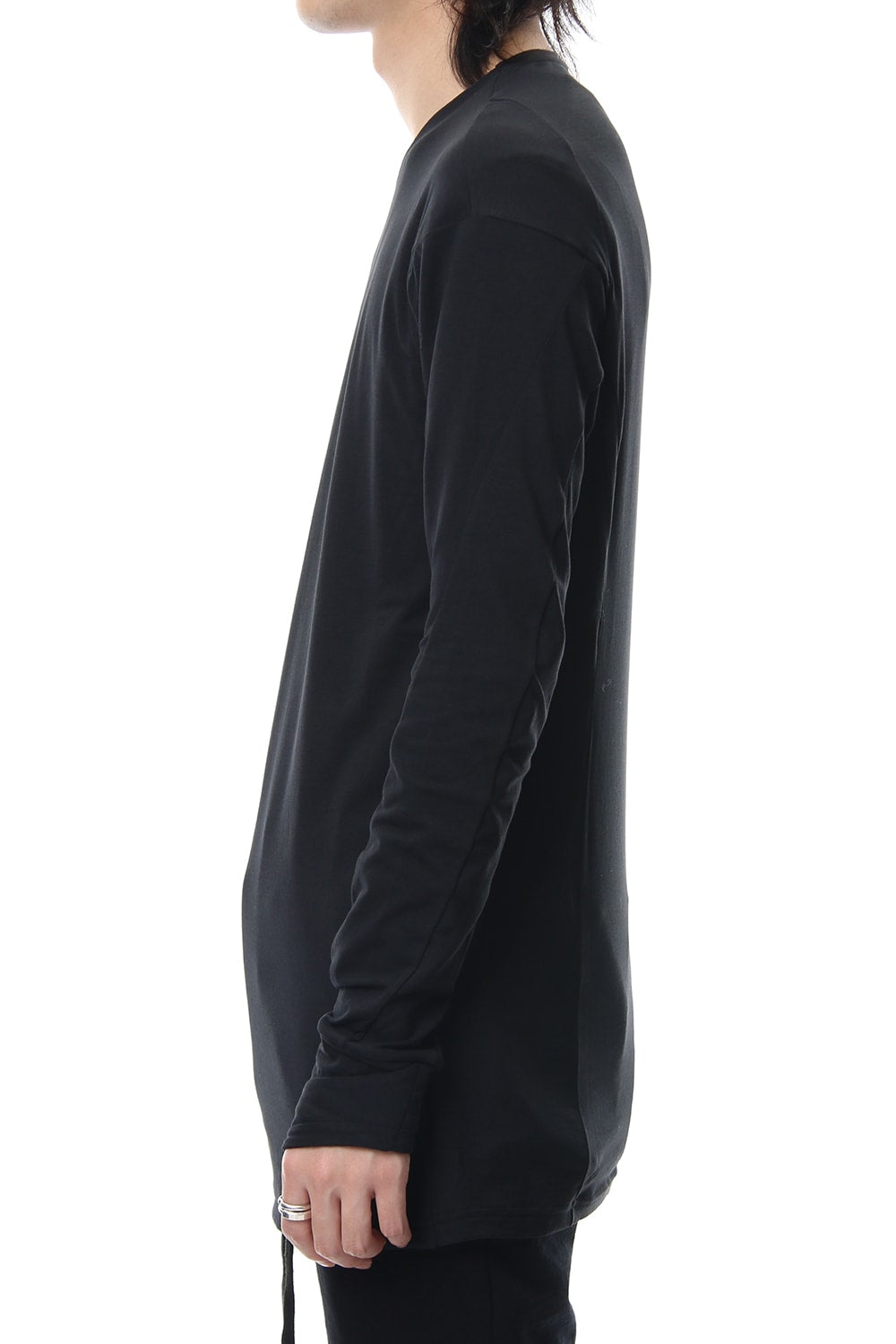 Long sleeve cotton stretch jersey - Black