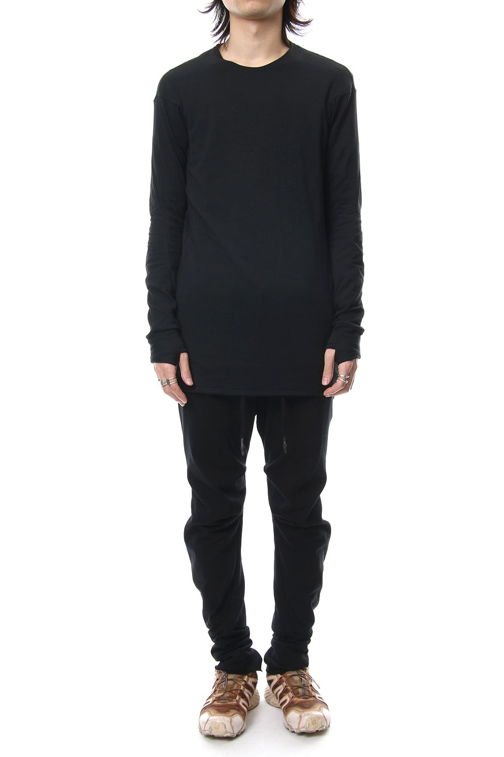 Long sleeve cotton stretch jersey - Black