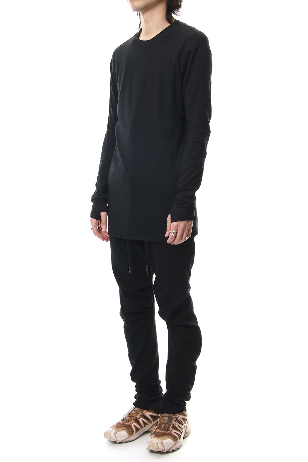 Long sleeve cotton stretch jersey - Black