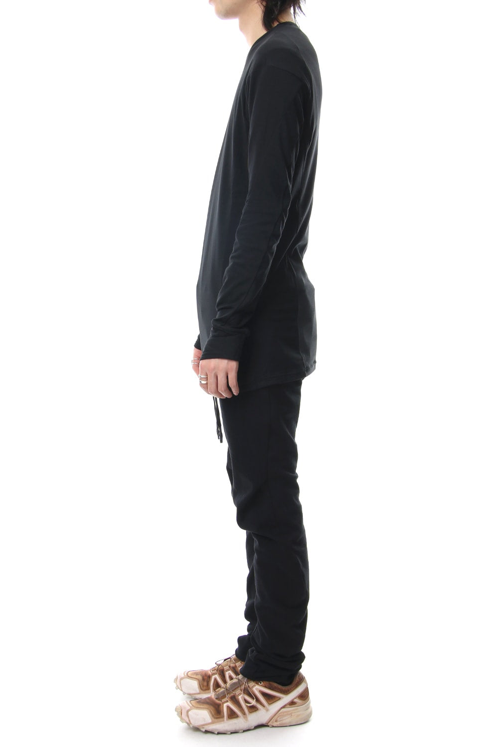 Long sleeve cotton stretch jersey - Black