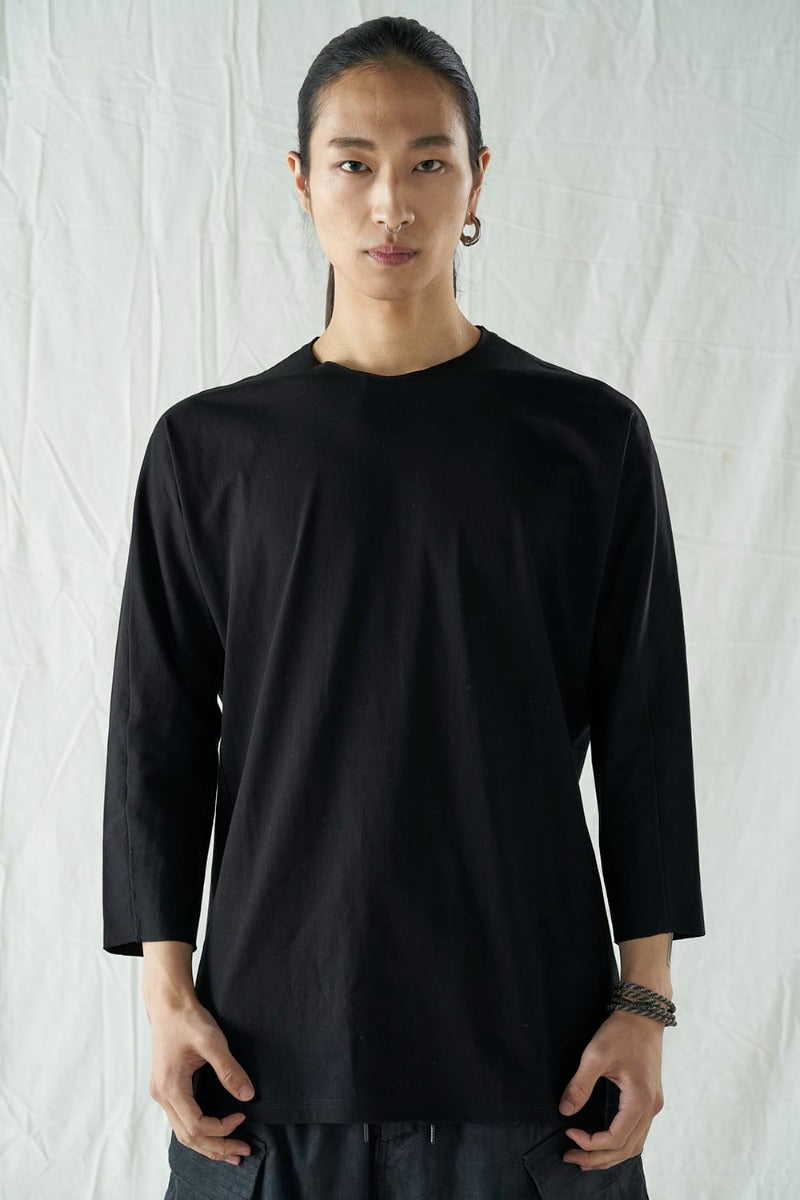Eight-quarter sleeve 80/3 jersey Black