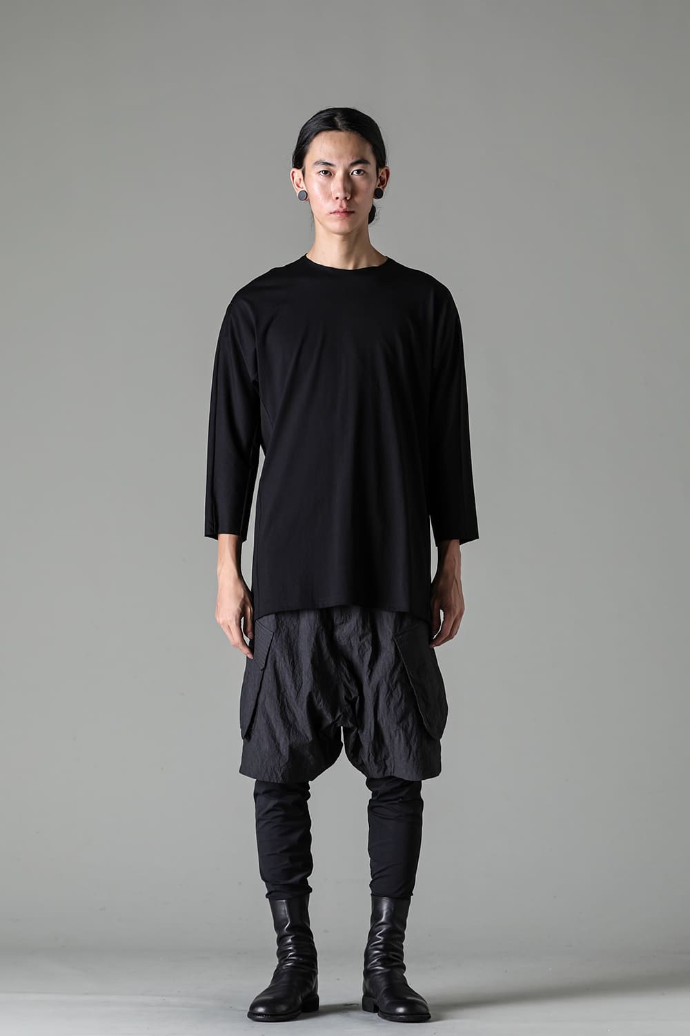 Eight-quarter sleeve 80/3 jersey Black