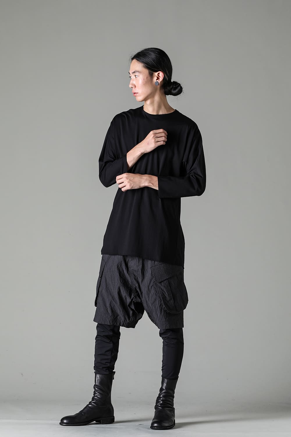 Eight-quarter sleeve 80/3 jersey Black