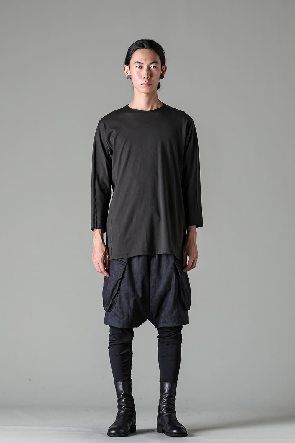 Eight-quarter sleeve 80/3 jersey Khaki Brown