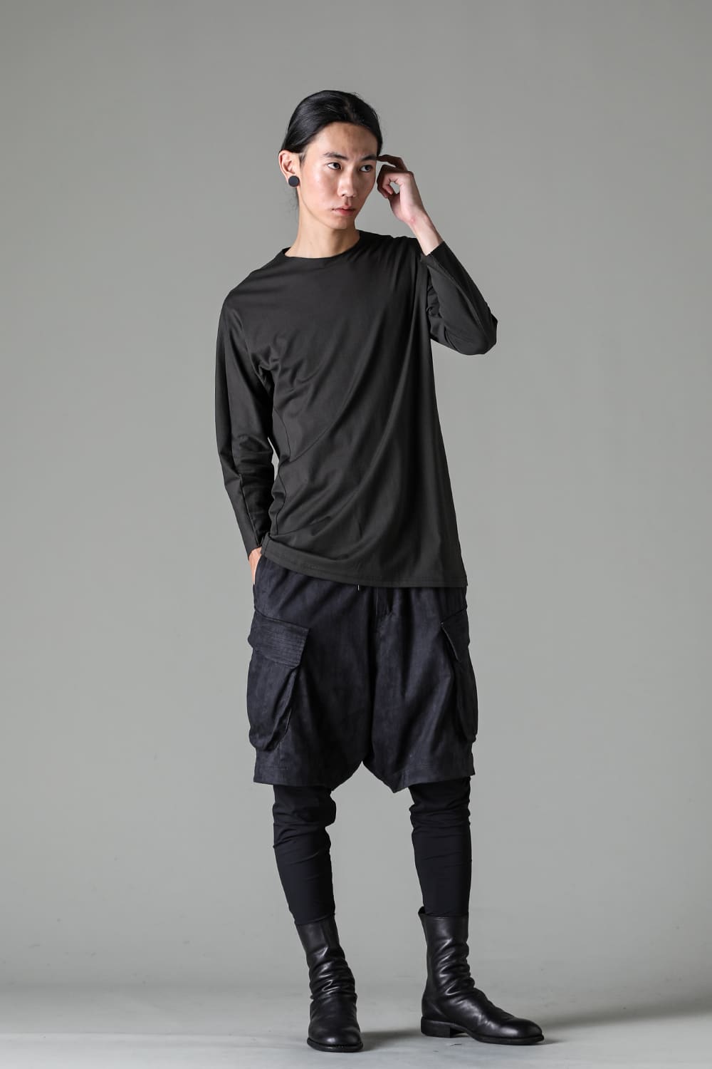 Eight-quarter sleeve 80/3 jersey Khaki Brown