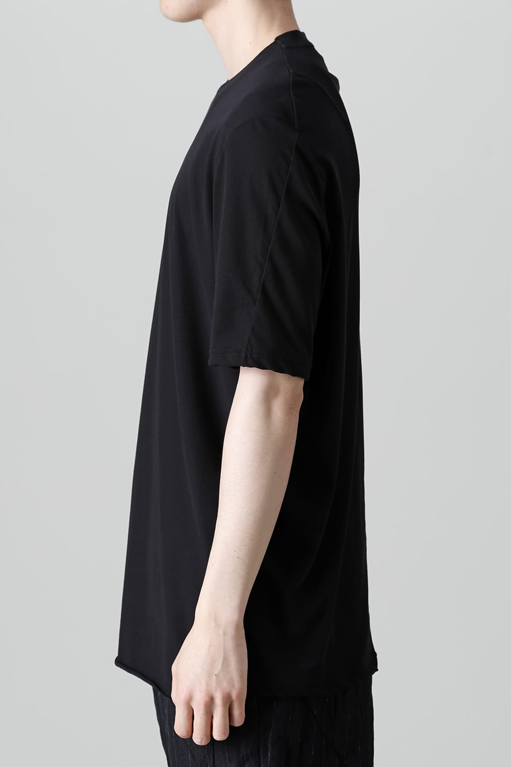 Short sleeve loose fit tight twist yarn jersey  Black