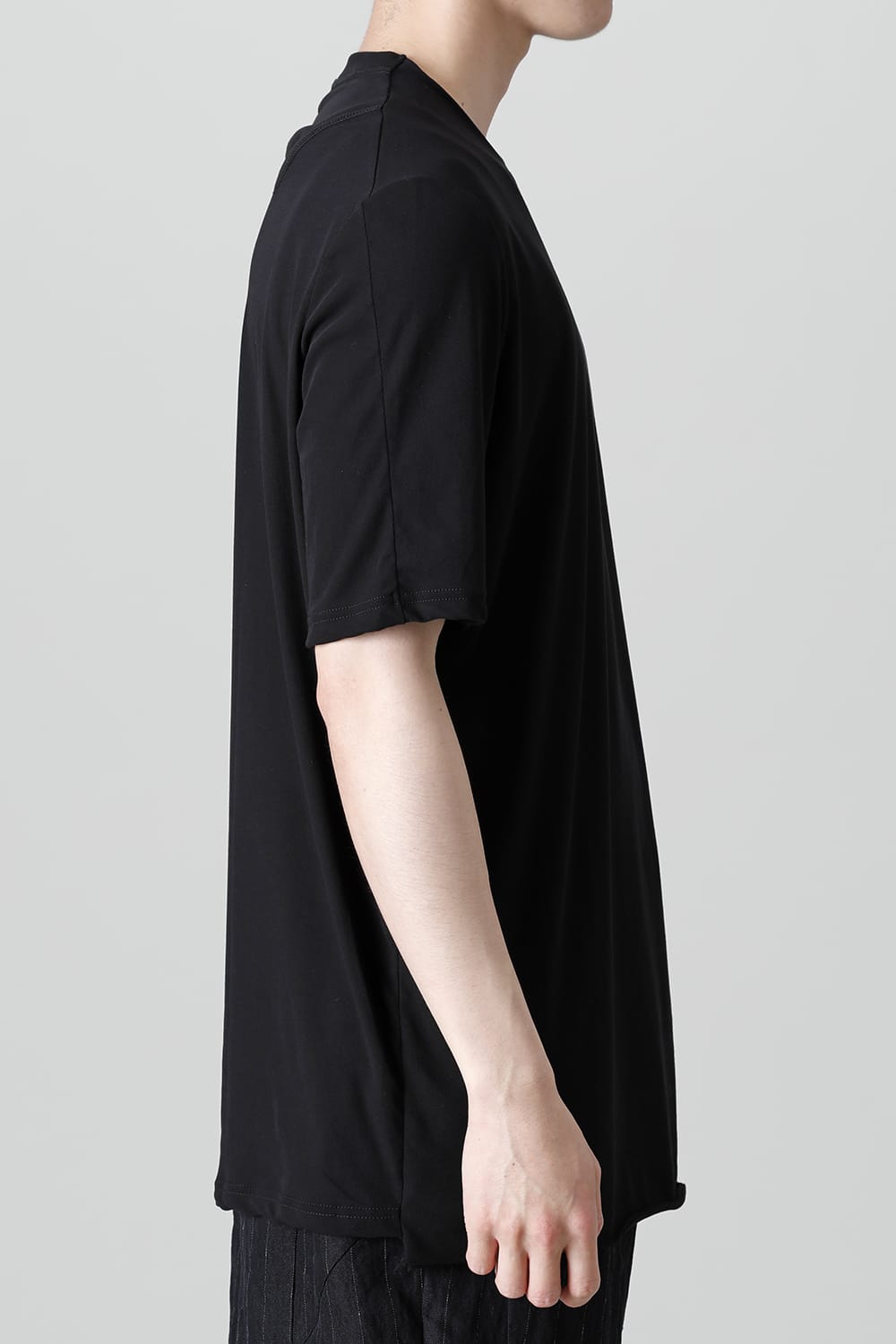 Short sleeve loose fit tight twist yarn jersey  Black