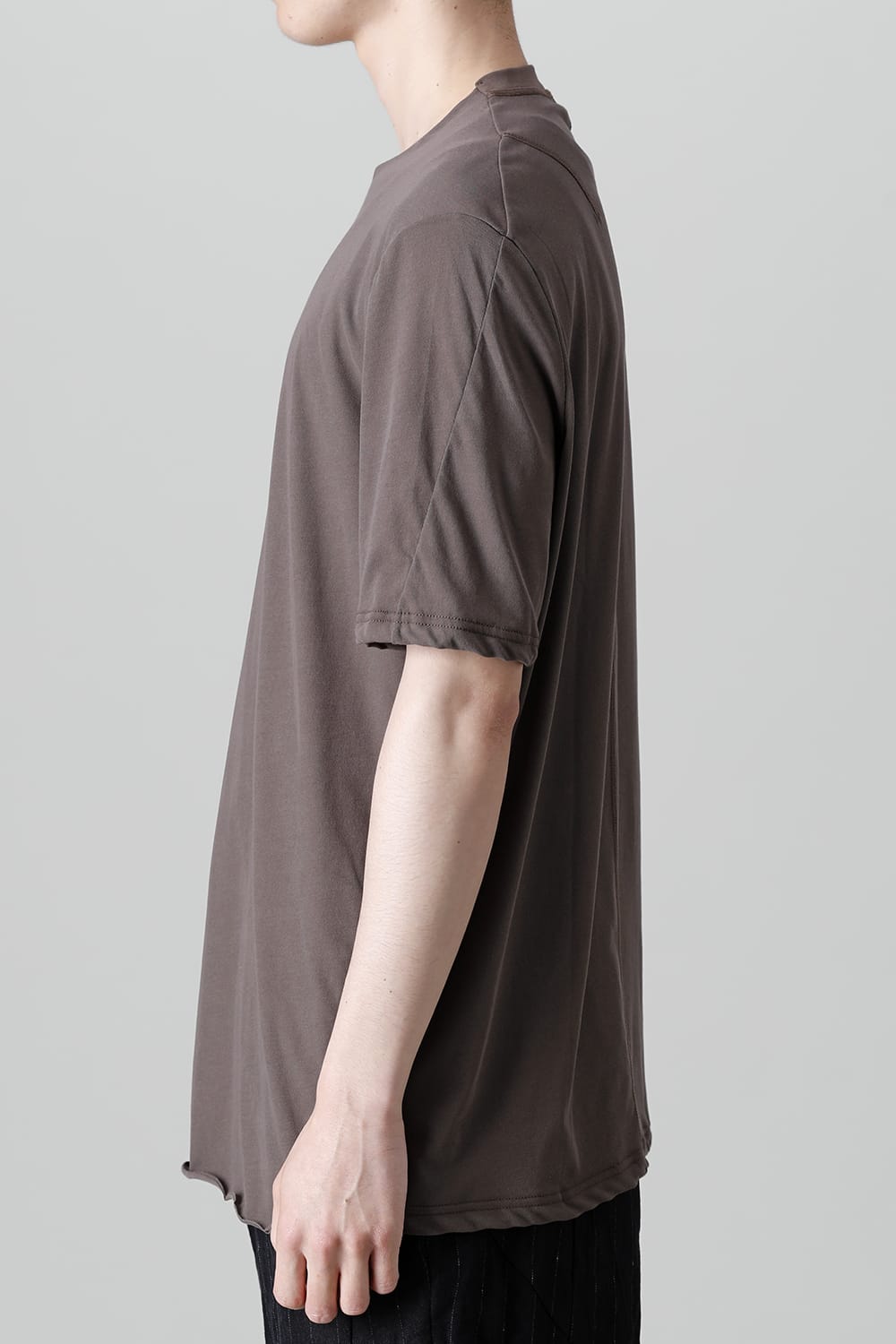 Short sleeve loose fit tight twist yarn jersey  Dark Beige