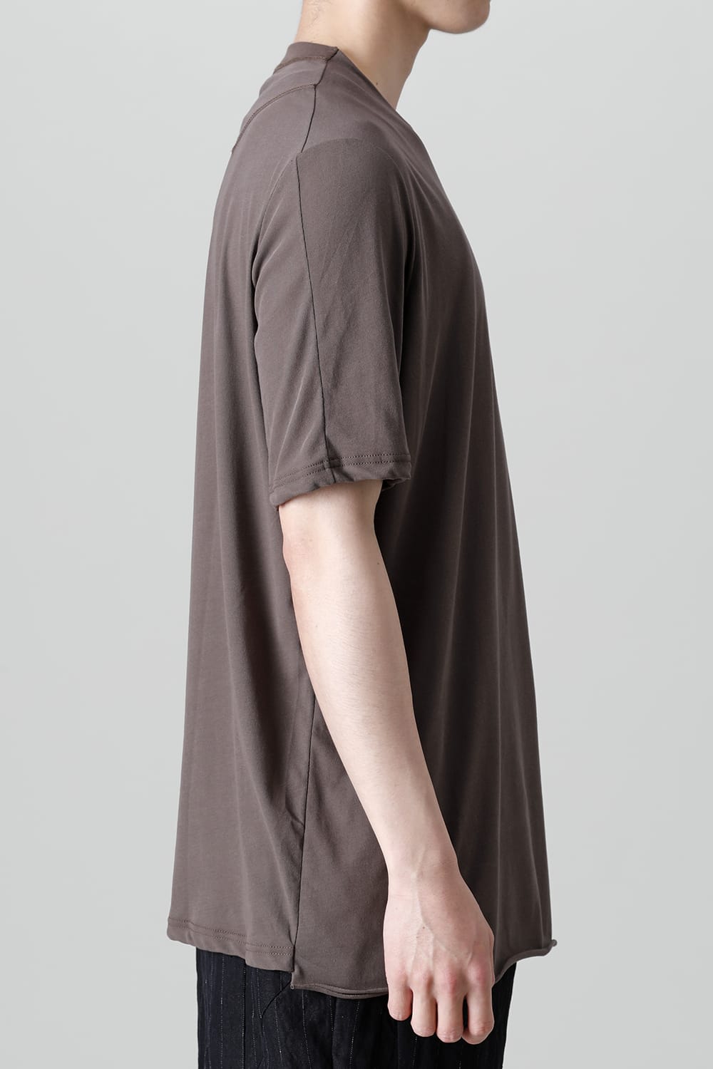 Short sleeve loose fit tight twist yarn jersey  Dark Beige