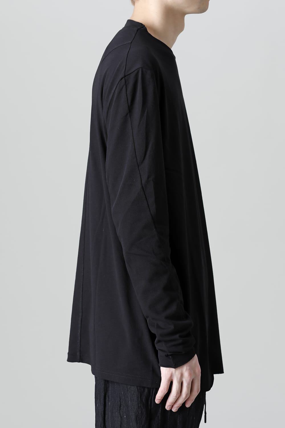 Long sleeve loose fit tight twist yarn jersey  Black