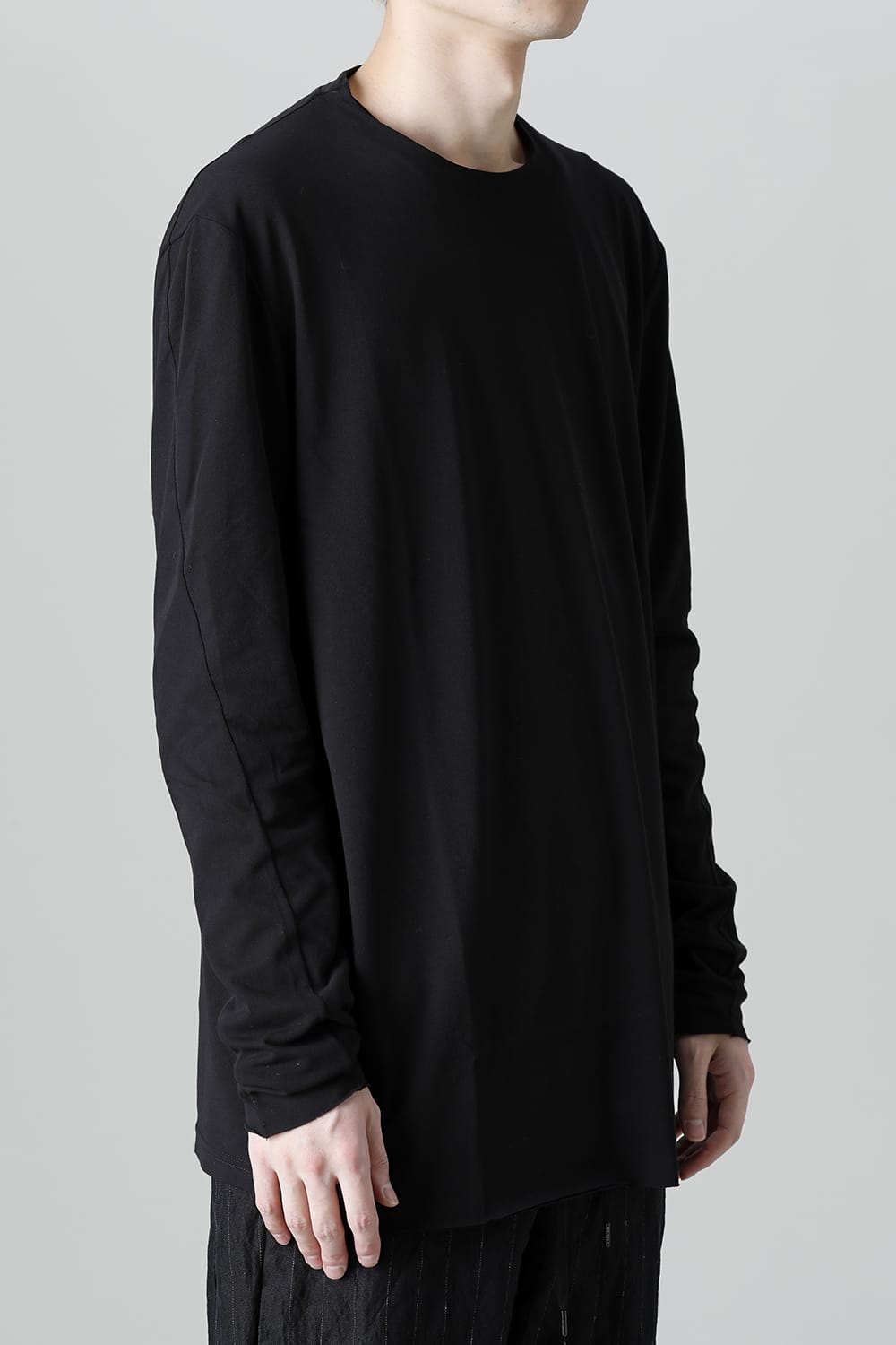 Long sleeve loose fit tight twist yarn jersey  Black