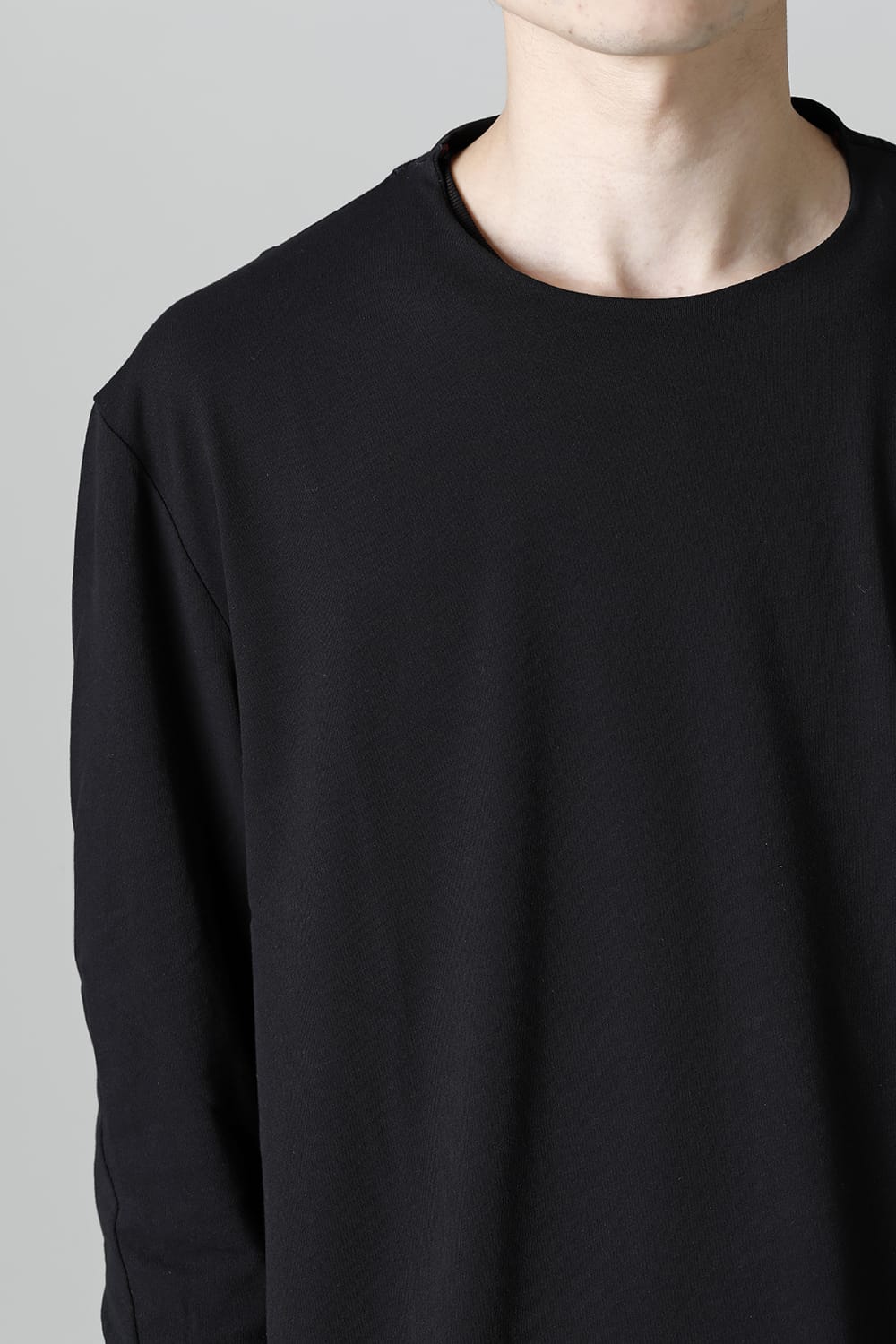 Long sleeve loose fit tight twist yarn jersey  Black