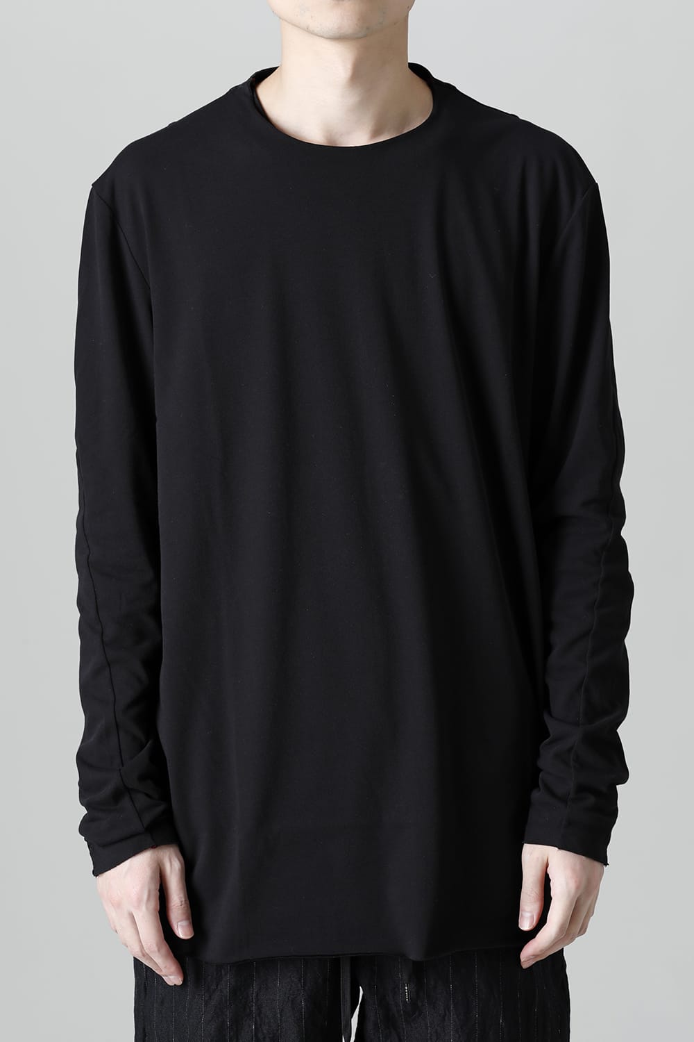 Long sleeve loose fit tight twist yarn jersey  Black