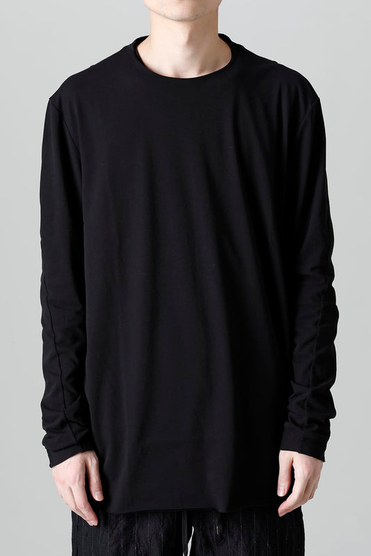 Long sleeve loose fit tight twist yarn jersey  Black