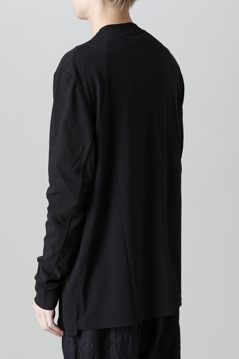 Long sleeve loose fit tight twist yarn jersey  Black