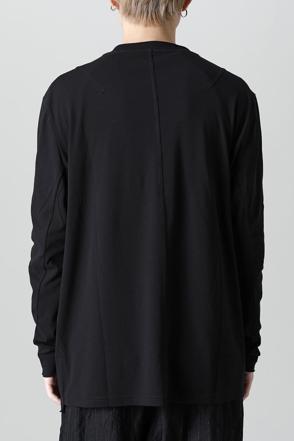 Long sleeve loose fit tight twist yarn jersey  Black