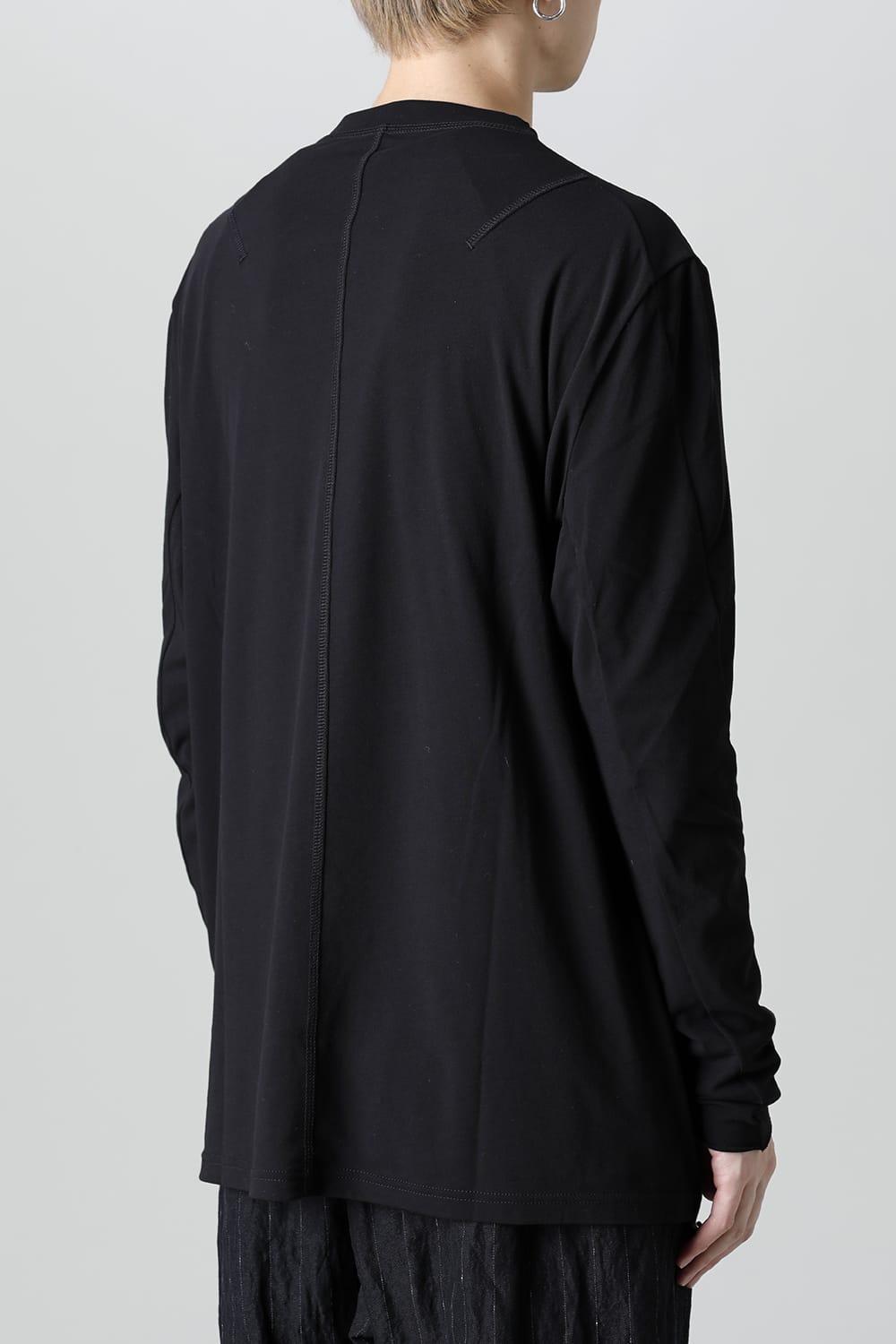 Long sleeve loose fit tight twist yarn jersey  Black