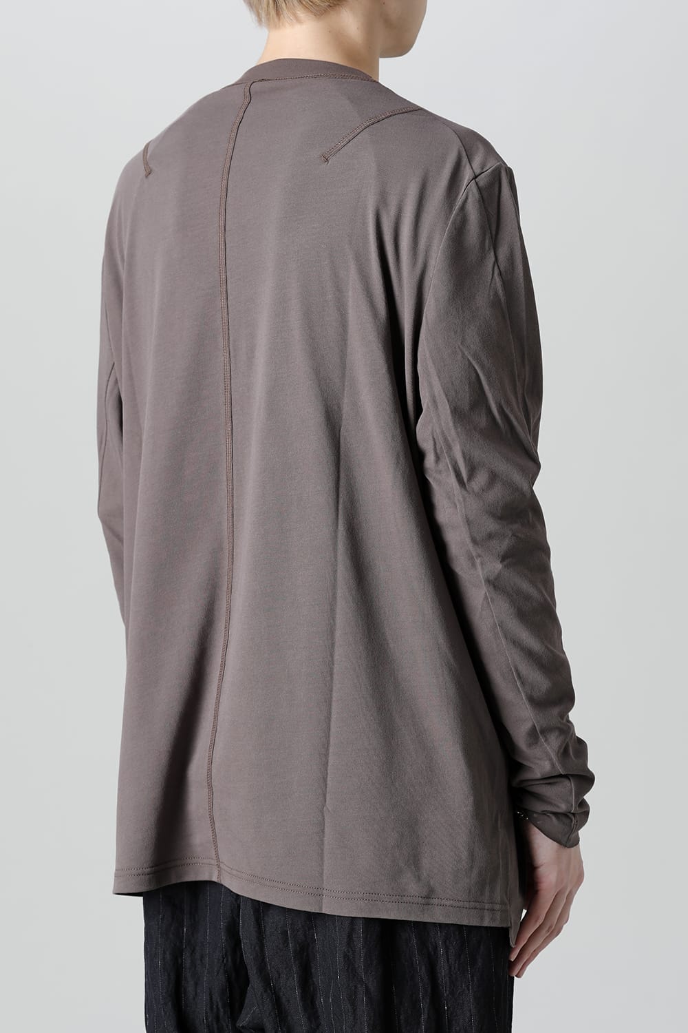 Long sleeve loose fit tight twist yarn jersey  Dark Beige