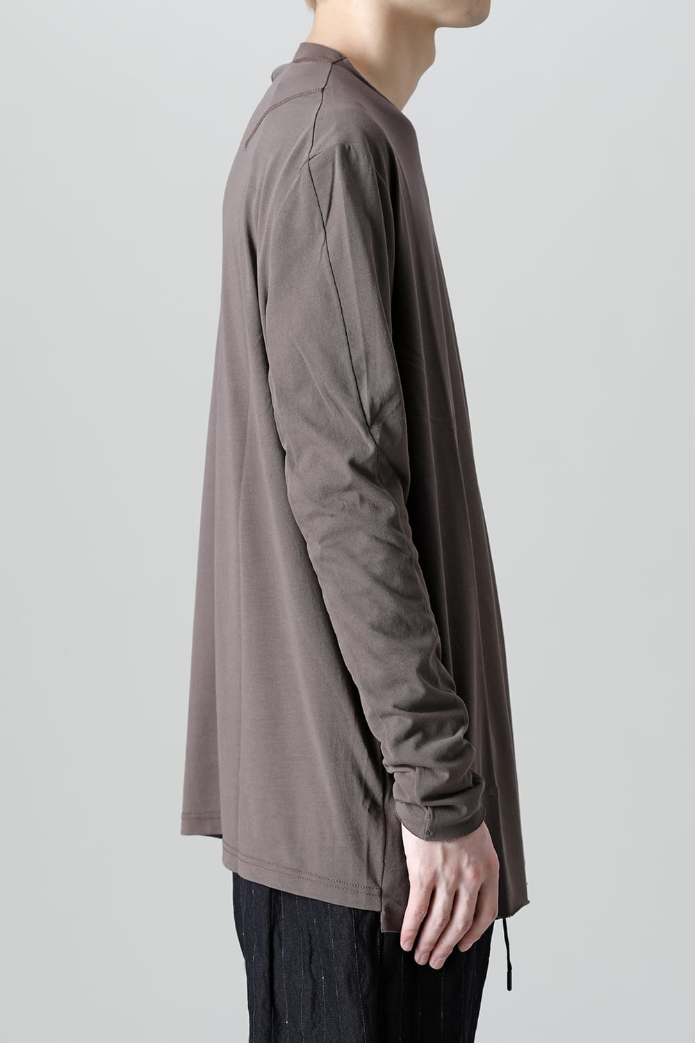 Long sleeve loose fit tight twist yarn jersey  Dark Beige