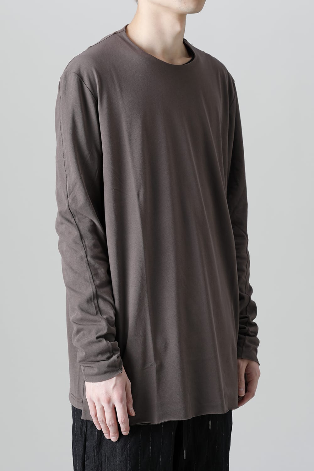 Long sleeve loose fit tight twist yarn jersey  Dark Beige