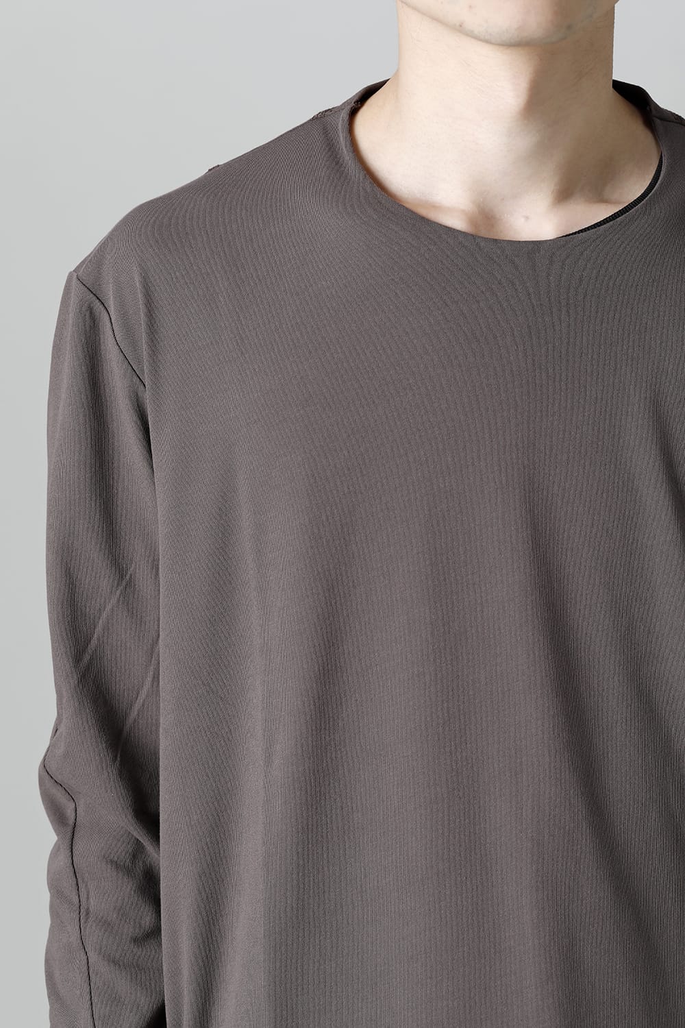 Long sleeve loose fit tight twist yarn jersey  Dark Beige