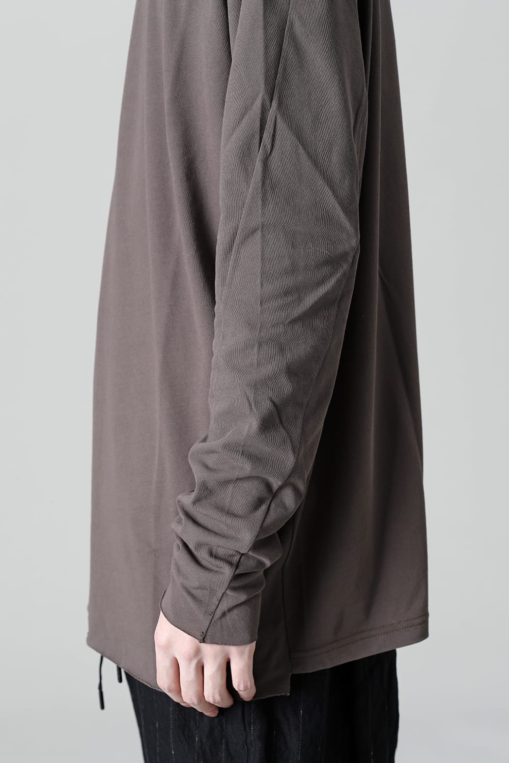 Long sleeve loose fit tight twist yarn jersey  Dark Beige