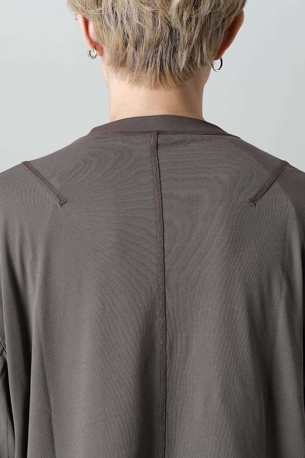 Long sleeve loose fit tight twist yarn jersey  Dark Beige