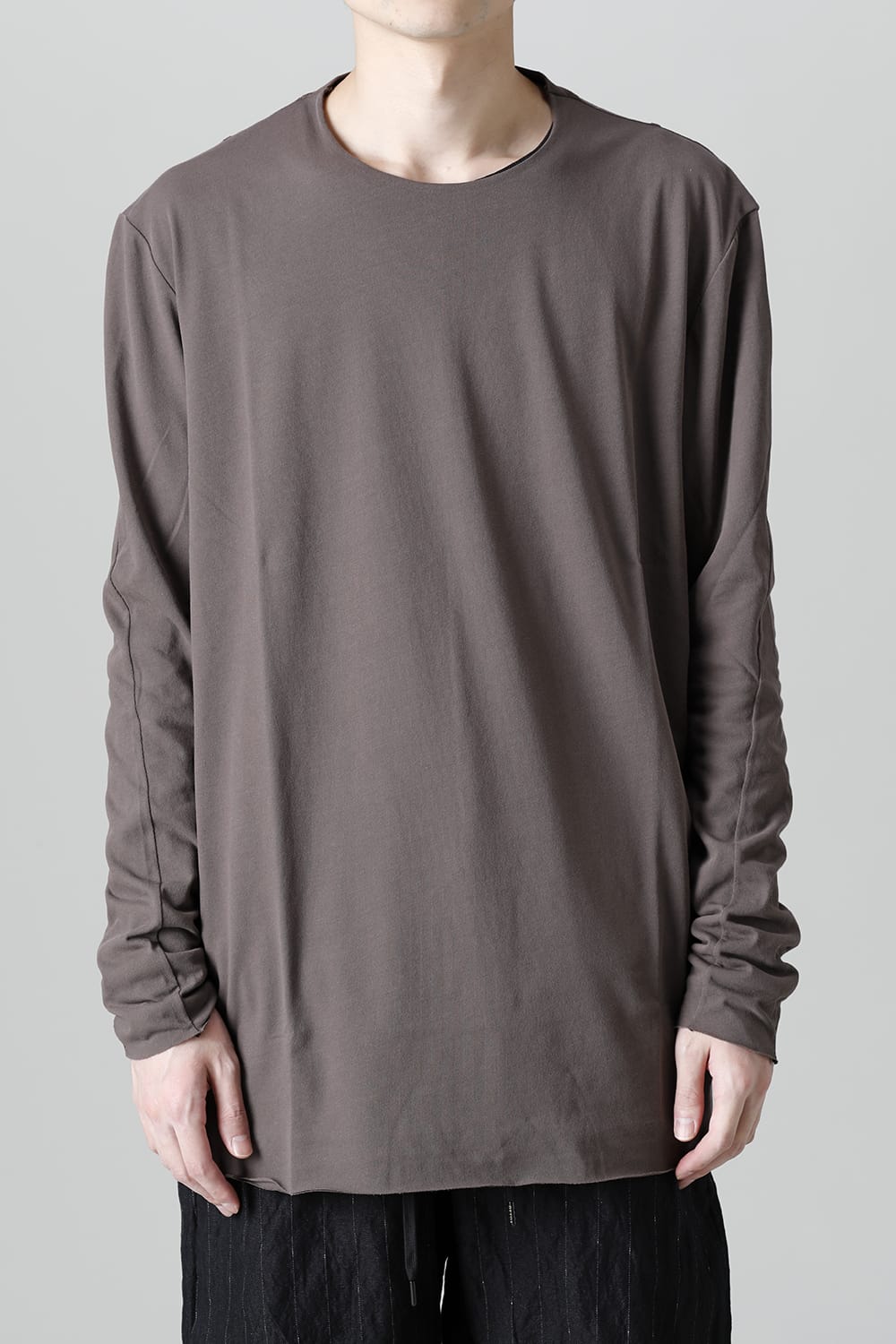 Long sleeve loose fit tight twist yarn jersey  Dark Beige