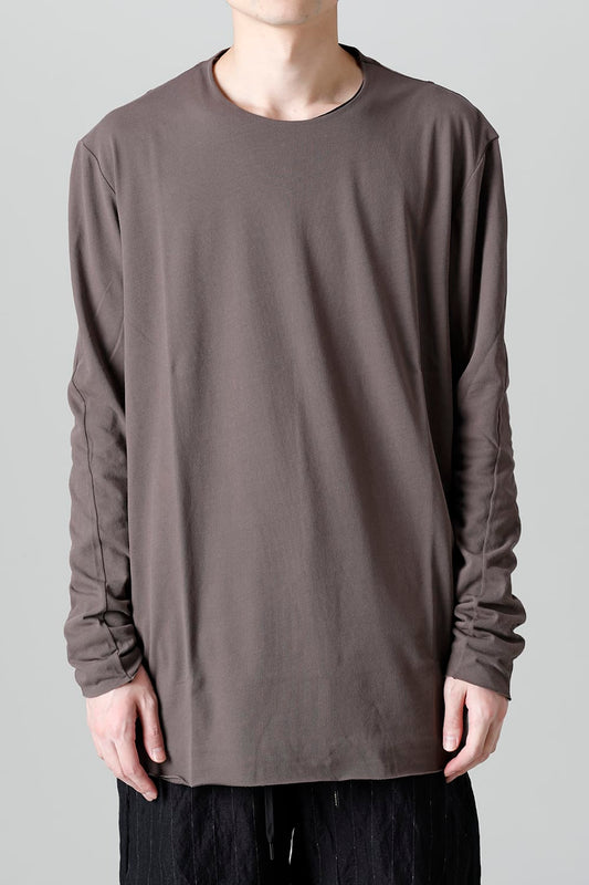 Long sleeve loose fit tight twist yarn jersey  Dark Beige