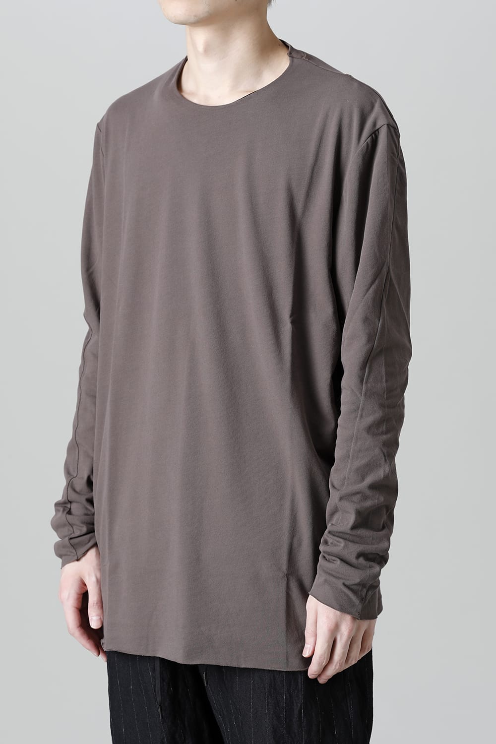 Long sleeve loose fit tight twist yarn jersey  Dark Beige