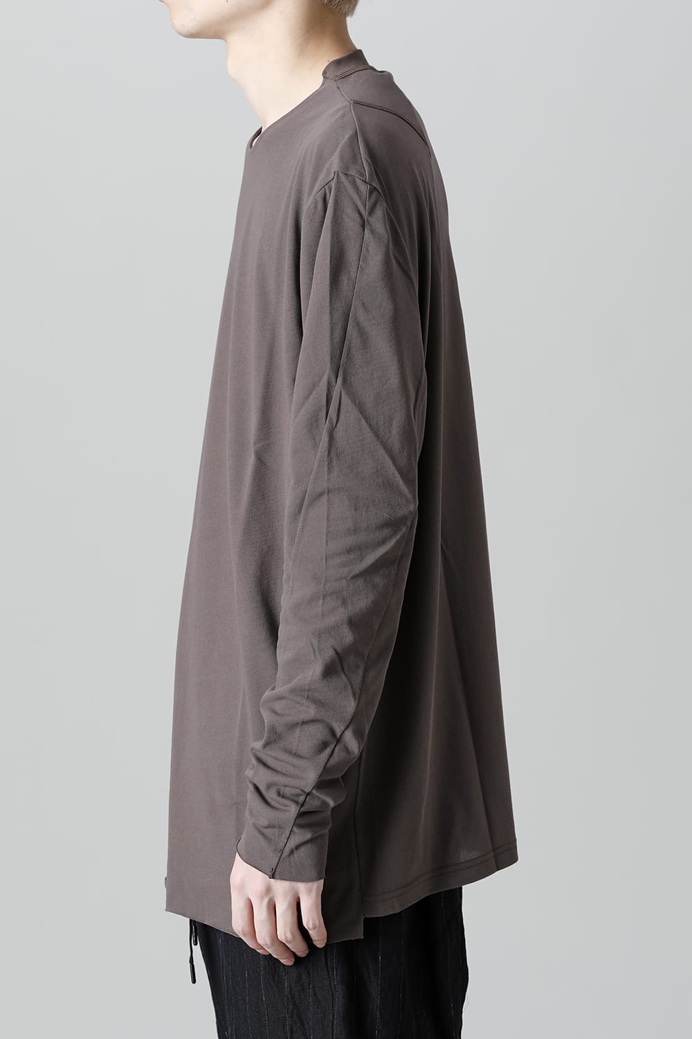 Long sleeve loose fit tight twist yarn jersey  Dark Beige