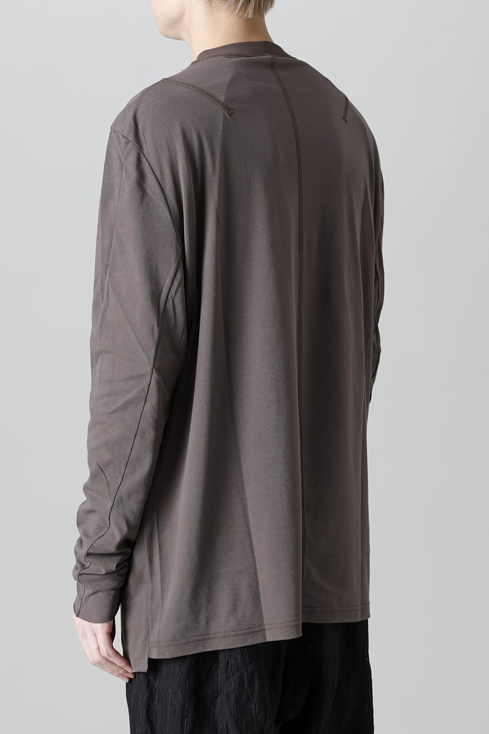 Long sleeve loose fit tight twist yarn jersey  Dark Beige