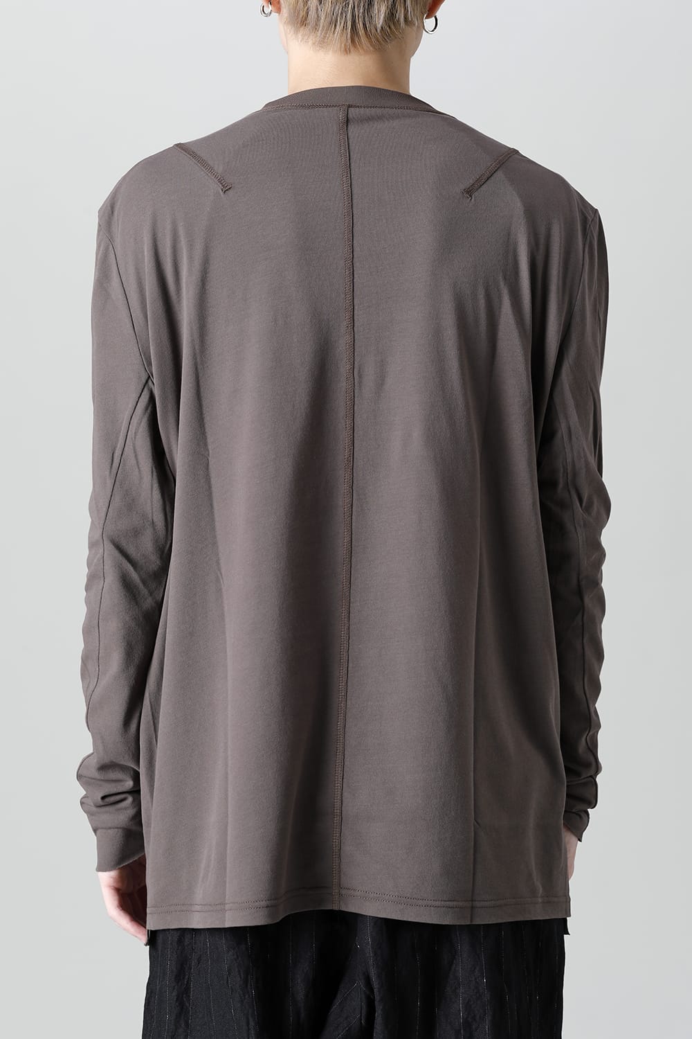 Long sleeve loose fit tight twist yarn jersey  Dark Beige