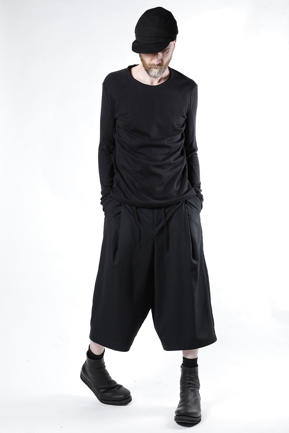 Baggy cropped wool super140’s shadow stripe