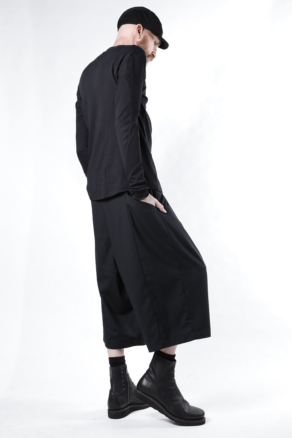 Baggy cropped wool super140’s shadow stripe