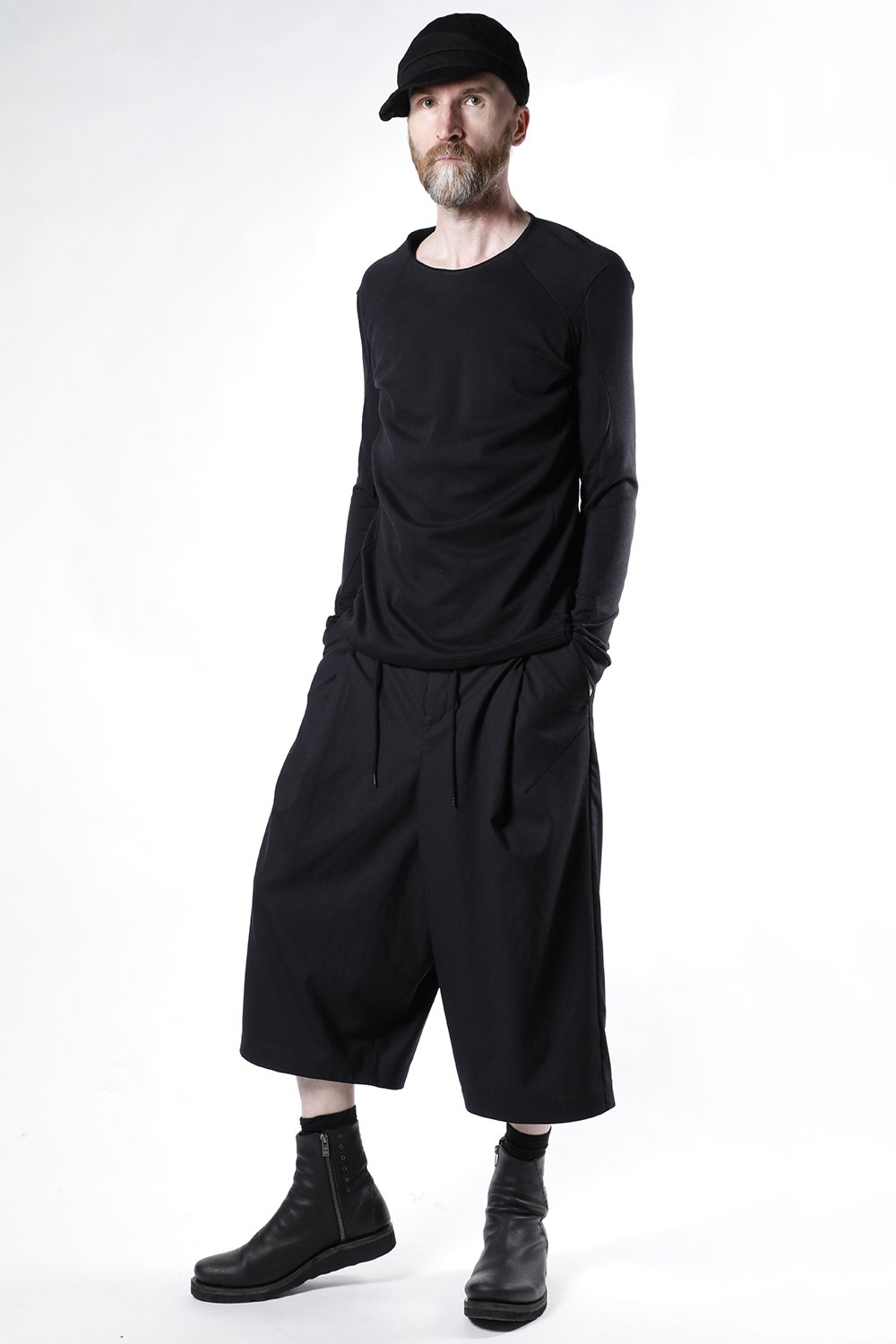 Baggy cropped wool super140’s shadow stripe