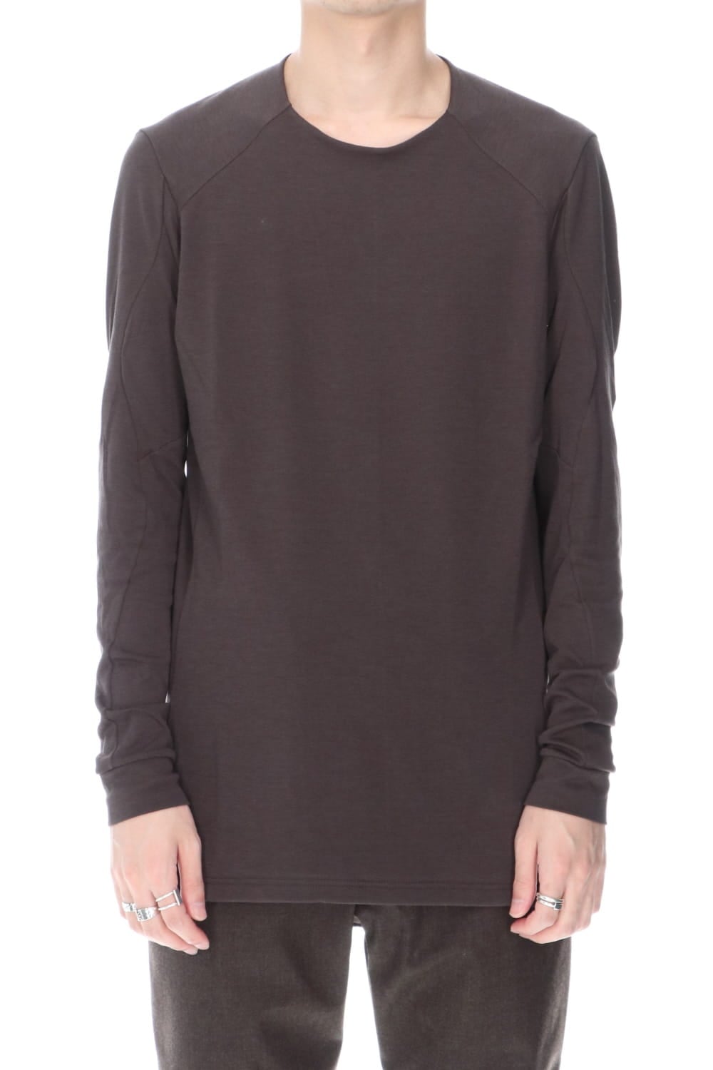 ロング スリーブ ソフト ジャージー ブラウン グレイ