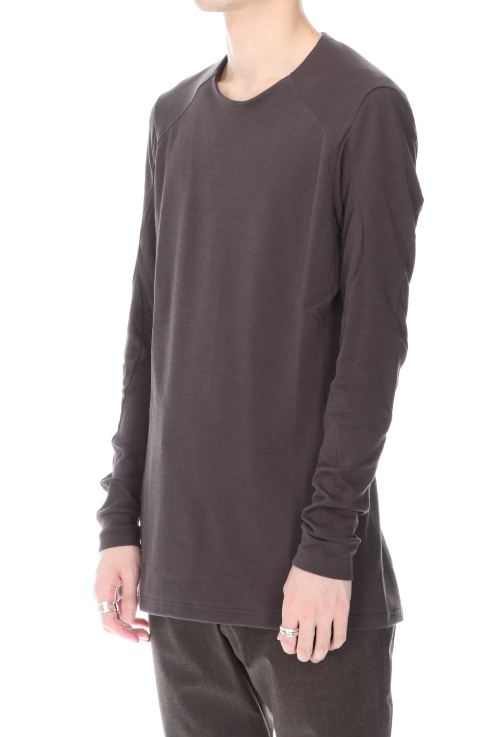 ロング スリーブ ソフト ジャージー ブラウン グレイ