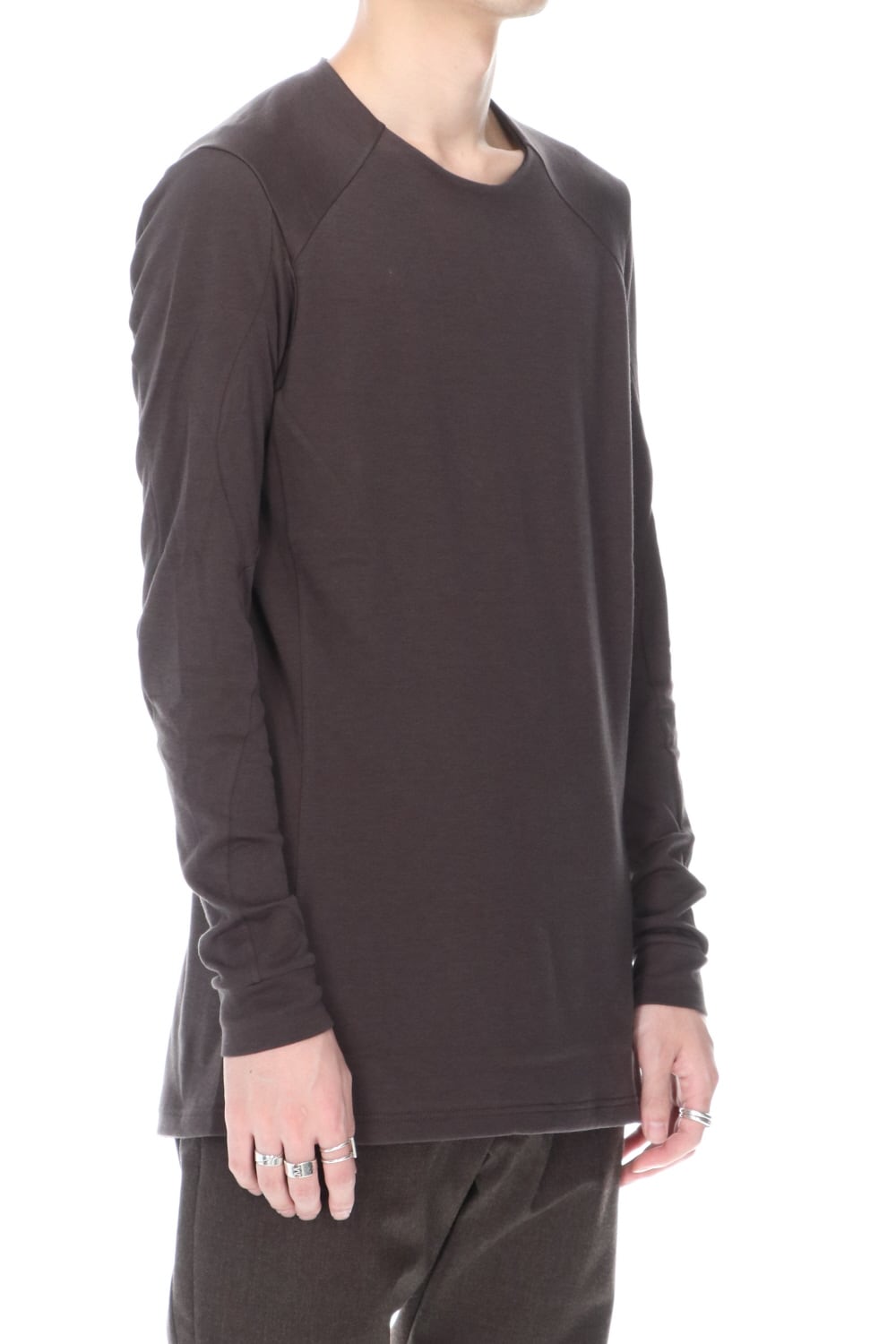 ロング スリーブ ソフト ジャージー ブラウン グレイ