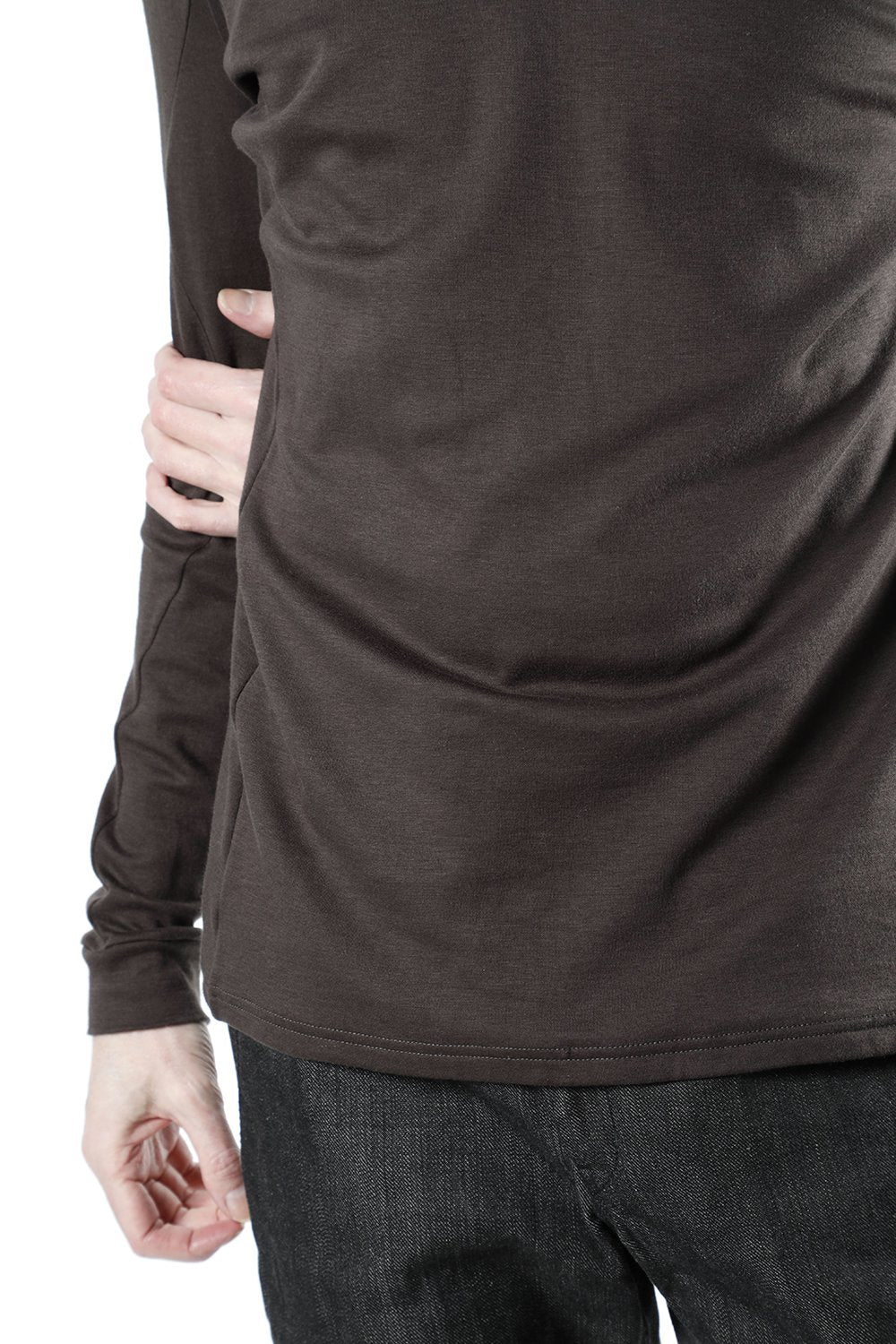 High neck long sleeve soft jersey Brown Gray