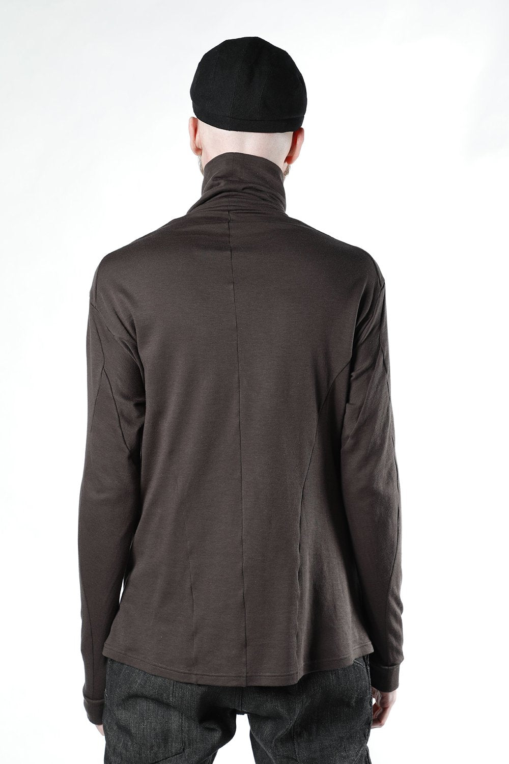 High neck long sleeve soft jersey Brown Gray