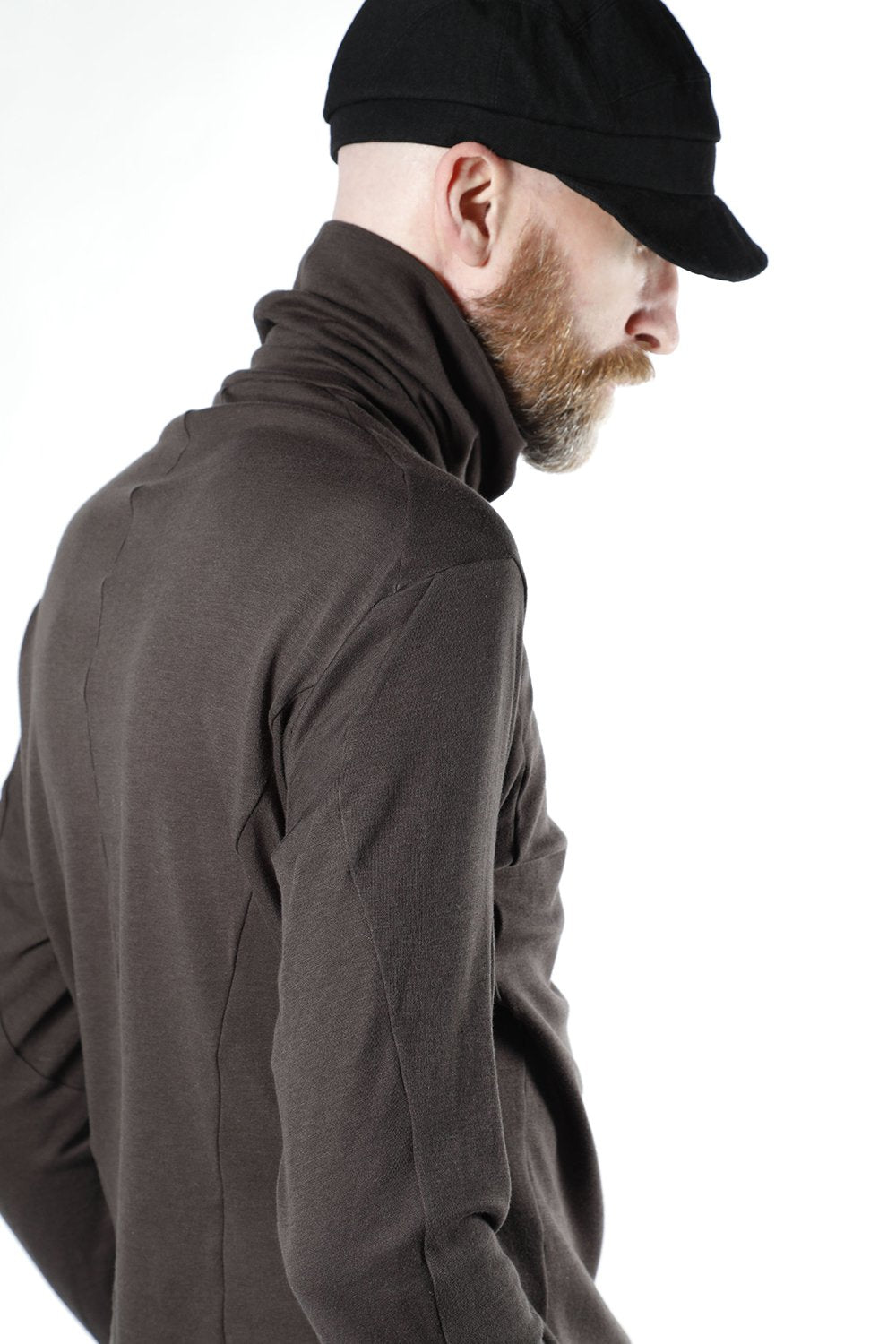 High neck long sleeve soft jersey Brown Gray